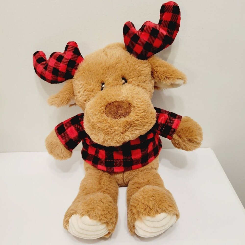 Spark Create Imagine 15" Moose Red Sweater Rattle Crinkle Corduroy Baby Plush